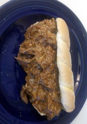 A picture of Oven Baked Pulled Pork with Apple Cider BBQ Sauce.