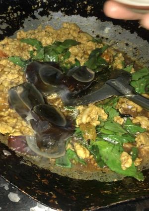 รูปของ กะเพราไก่ไข่เยี่ยวม้า😋