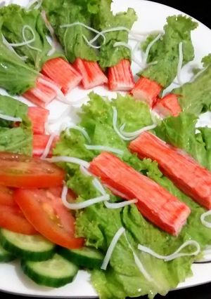 A picture of Crab stick cold appetizers.