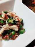 Chicken Breast and Okra with Pickled Plums and Bonito Flakes