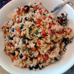 A picture of Warm Rice & Olive Salad.