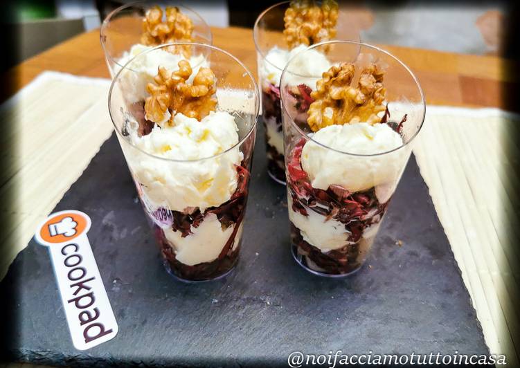 Bicchierino Radicchio, crema di zola e mascarpone e noci