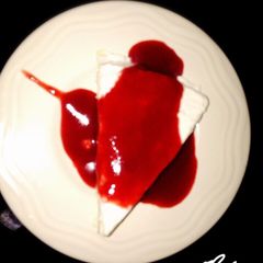 Crepe Cake with Strawberry Sauce A picture of Crepe Cake with Strawberry Sauce.