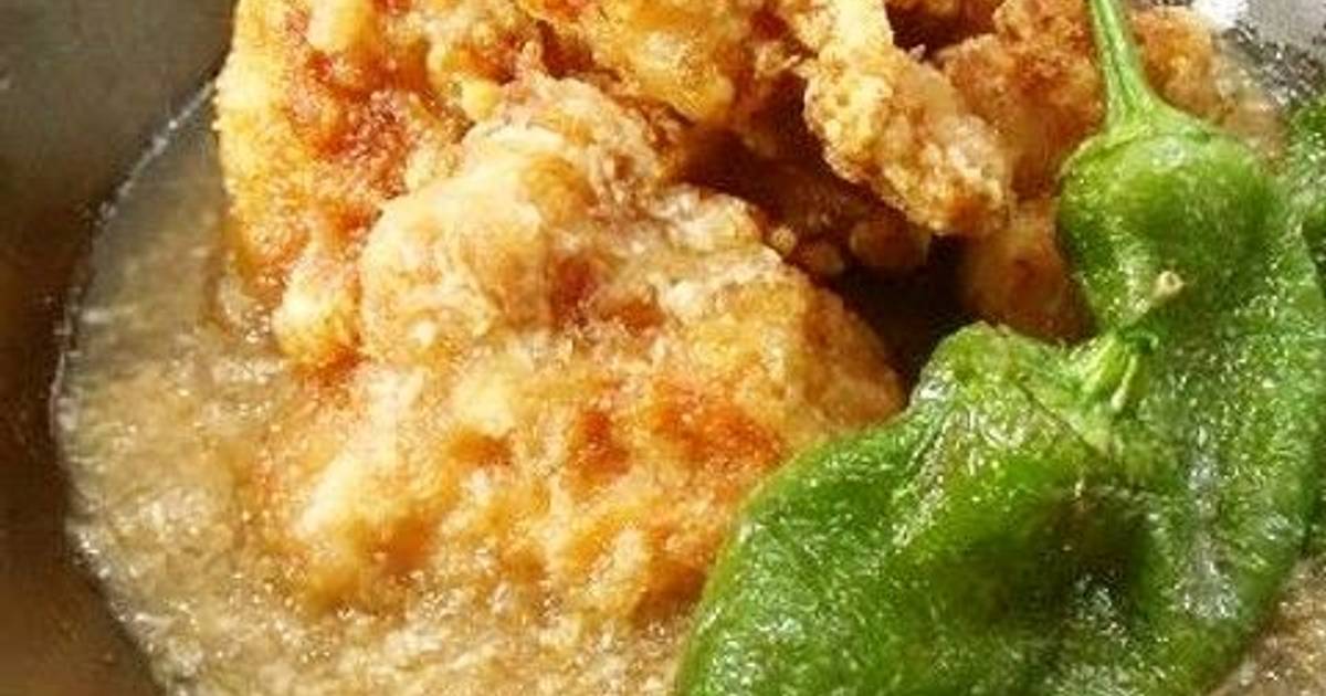 Chicken Karaage With Nagaimo Yam And Daikon Radish Sauce Recipe By Cookpad japan Cookpad