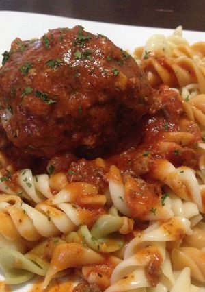 A picture of Giant Stuffed Matzzlarella Meatball.