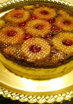 A picture of Upside down pineapple cheesecake.