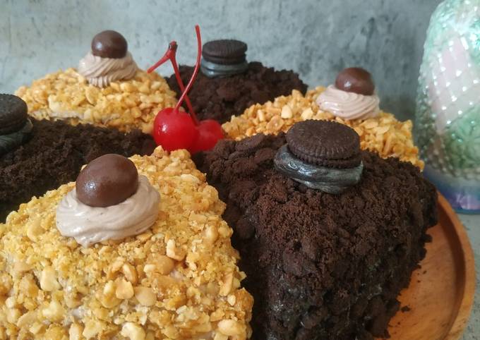 Resep Bolu chocolate putel topping nougat &amp; oreo Anti Gagal