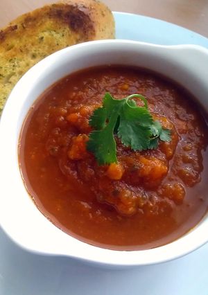 A picture of Vickys Spiced Aubergine Soup, GF DF EF SF NF.