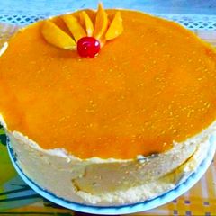 A picture of Mango Mousse Cake.