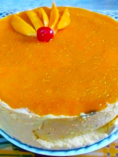 A picture of Mango Mousse Cake.