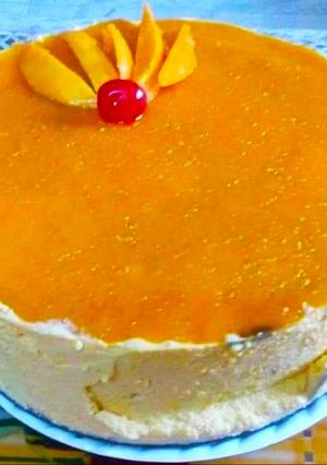 A picture of Mango Mousse Cake.