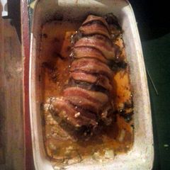 Brad's bacon wrapped stuffed venison loin A picture of Brad's bacon wrapped stuffed venison loin.