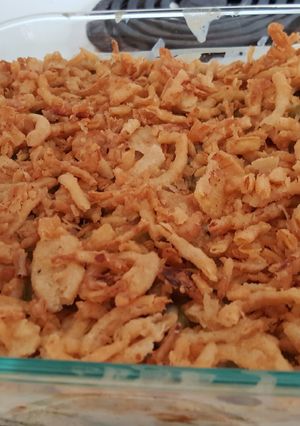 A picture of Ashlee's Green Bean Casserole.