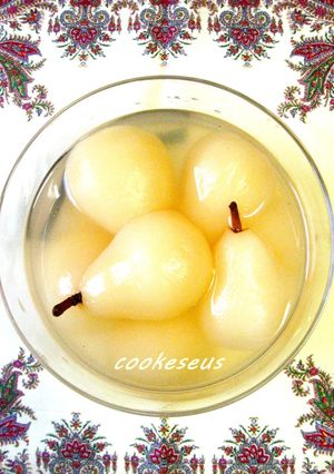 A picture of Pear Compote Made with White Wine.