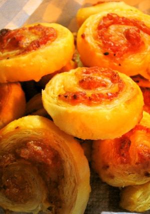 A picture of Pizza-Flavored Rolled Puff Pastries.