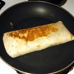 A picture of Bacon cheeseburger wrap.