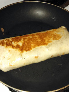 A picture of Bacon cheeseburger wrap.