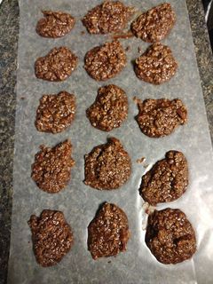 A picture of Chocolate Pecan No Bake Cookies.