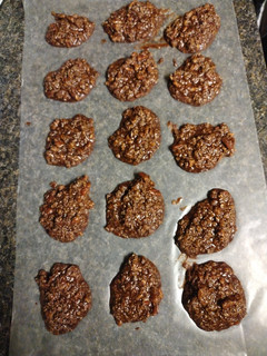 A picture of Chocolate Pecan No Bake Cookies.