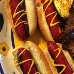 Summer barbecue Grilled Red Hots (Jumbo Red Skinned Hot Dogs) A picture of Summer barbecue Grilled Red Hots (Jumbo Red Skinned Hot Dogs).