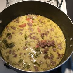 A picture of Crock Pot Potato, Kale, And Sausage Soup.