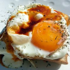 A picture of Fried Egg And Yogurt Sandwich.