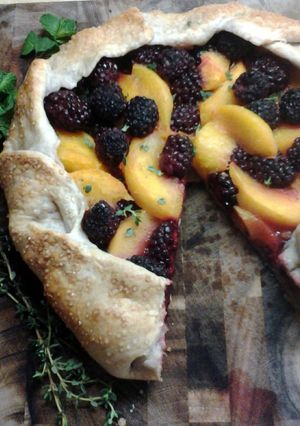 A picture of Peach and Blackberry Galette.