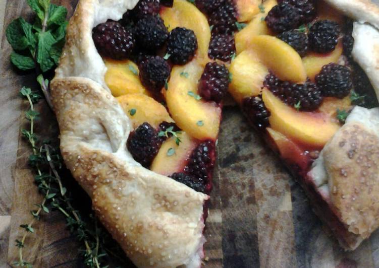 Recipe of Super Quick Homemade Peach and Blackberry Galette