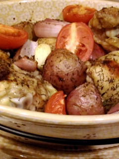 A picture of Roasted chicken thighs.