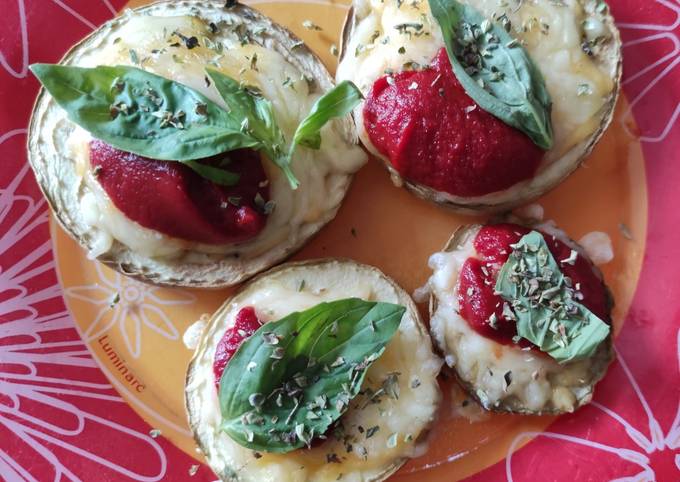 Berenpizzas: mini pizzas de berenjena con albahaca (fácil, 20 min)