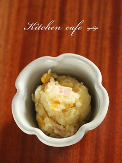 A picture of Potato Salad With Ham and Corn.