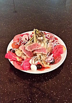 A picture of Grilled Romaine Antipasto Salad.