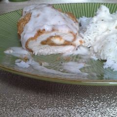 A picture of Shake N bake stuffed chicken.