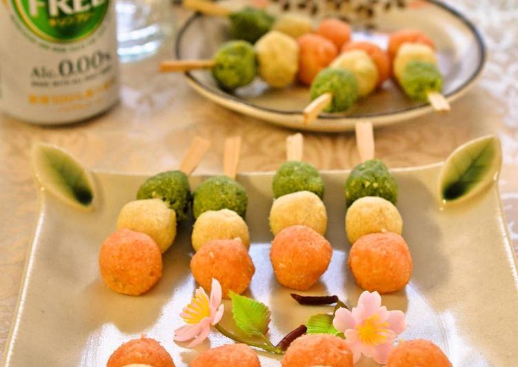 Easiest Way to Make Super Quick Homemade Tri-Colored Potato Dango (For Flower Viewing )