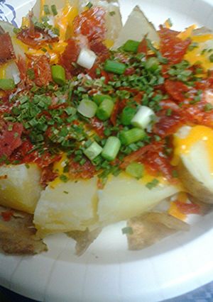 A picture of Loaded boiled potatoes.