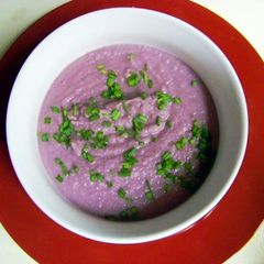 A picture of Purple cauliflower soup.