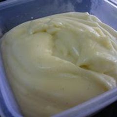 A picture of Vanilla Bean Custard Made with a Whole Egg in a Microwave.