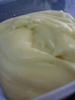A picture of Vanilla Bean Custard Made with a Whole Egg in a Microwave.