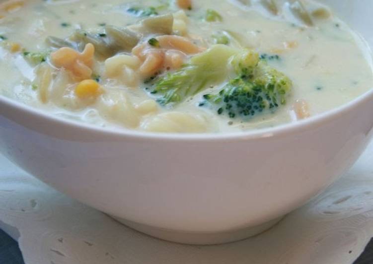 Simple Way to Make Super Quick Homemade Macaroni, Broccoli Corn Soup