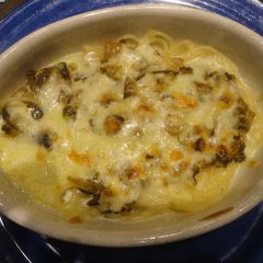 A picture of Pasta Gratin with Keema Curry.