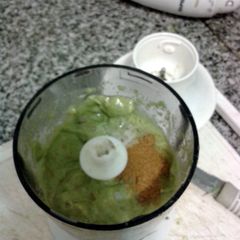 raw food zuchini pasta with curry and avocado sauce A picture of raw food zuchini pasta with curry and avocado sauce.