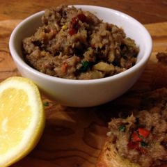 A picture of Crostini di Pesce/ Sardine and anchovy garlicky appetizer.