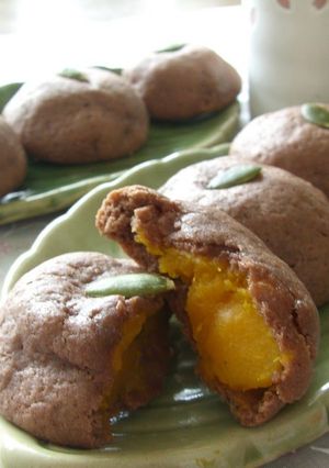 A picture of Chocolate Manju with Kabocha Filling.