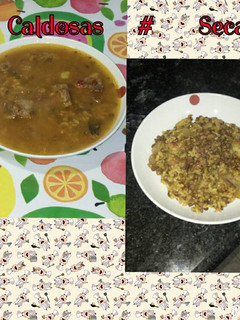 Una foto de Lentejas con arroz y costilla