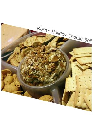A picture of Mom's 70's Holiday Cheese Ball.