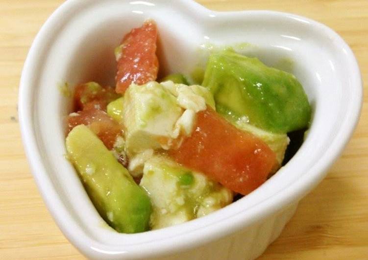 Recipe of Perfect Avocado, Tofu, and Tomato Salad with Yuzu Pepper Paste