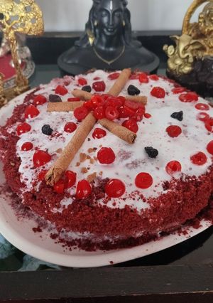 A picture of #cook pad India#Velvet Sponge Beetroot Ragi Red cake#.