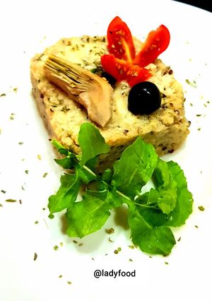 Una foto de 👩‍🍳Quinoa en salsa cremosa de alcachofa y Grana Padano 🌹