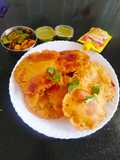 Makka masala Aloo Puri (Maize flour poori 😋 makki ke aata Puri)