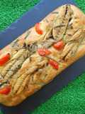 Focaccia de filetes de cavala em azeite aromatizada com lavanda e tomilho limão